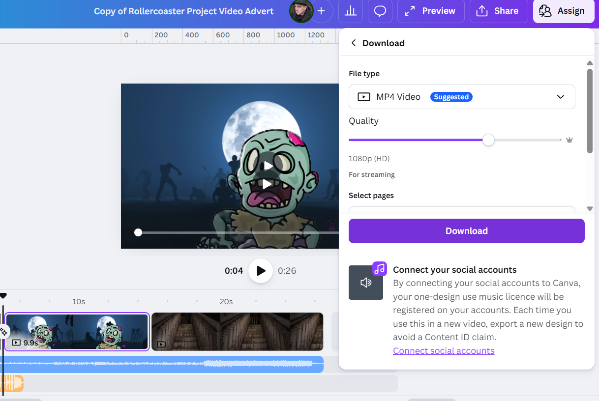 Download MP4 settings