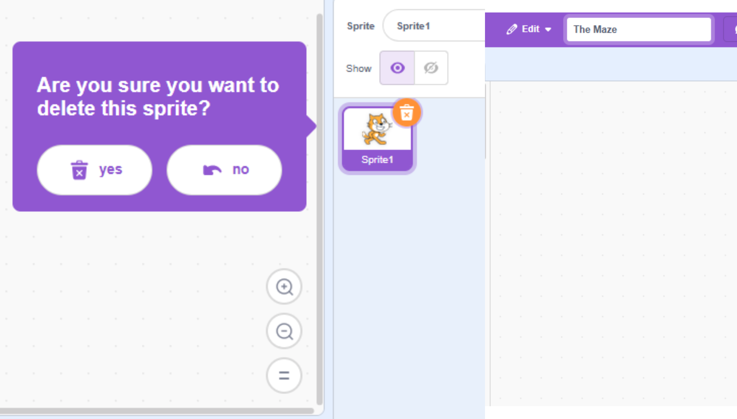 Name project and delete cat