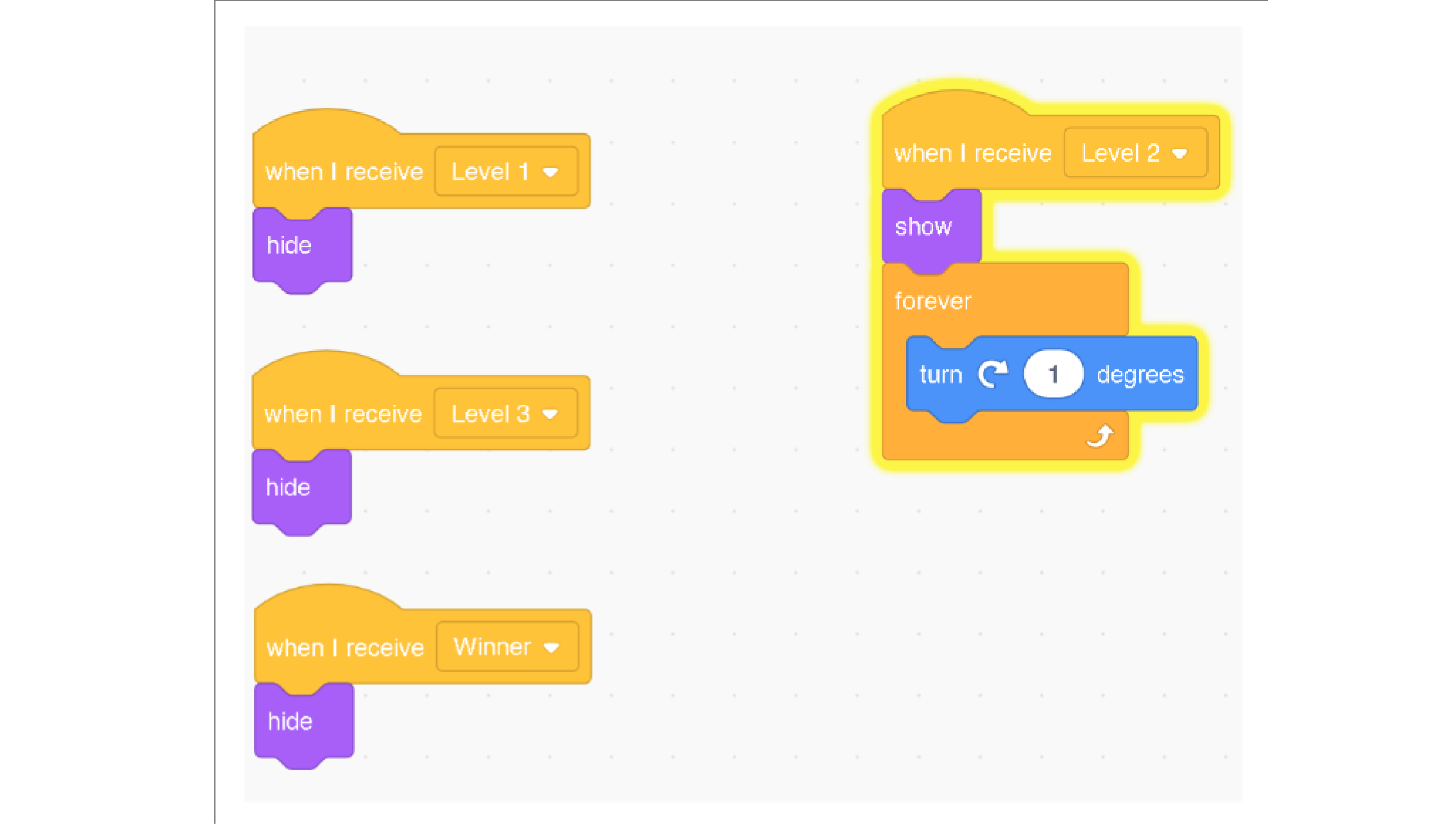 Obstacle hide/show code